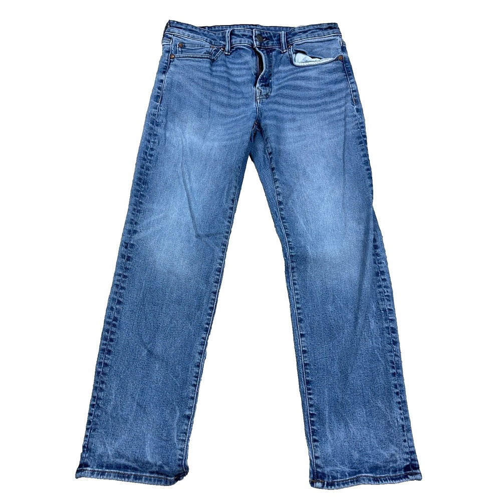 American Eagle Jeans Men 31x30 Original‎ Straight Leg Med Wash Faded Stretch A49